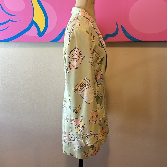 Moschino Couture Cat Dog Baby Cartoon Mint Green Silk Blazer Jacket Vint… - Picture 6 of 16